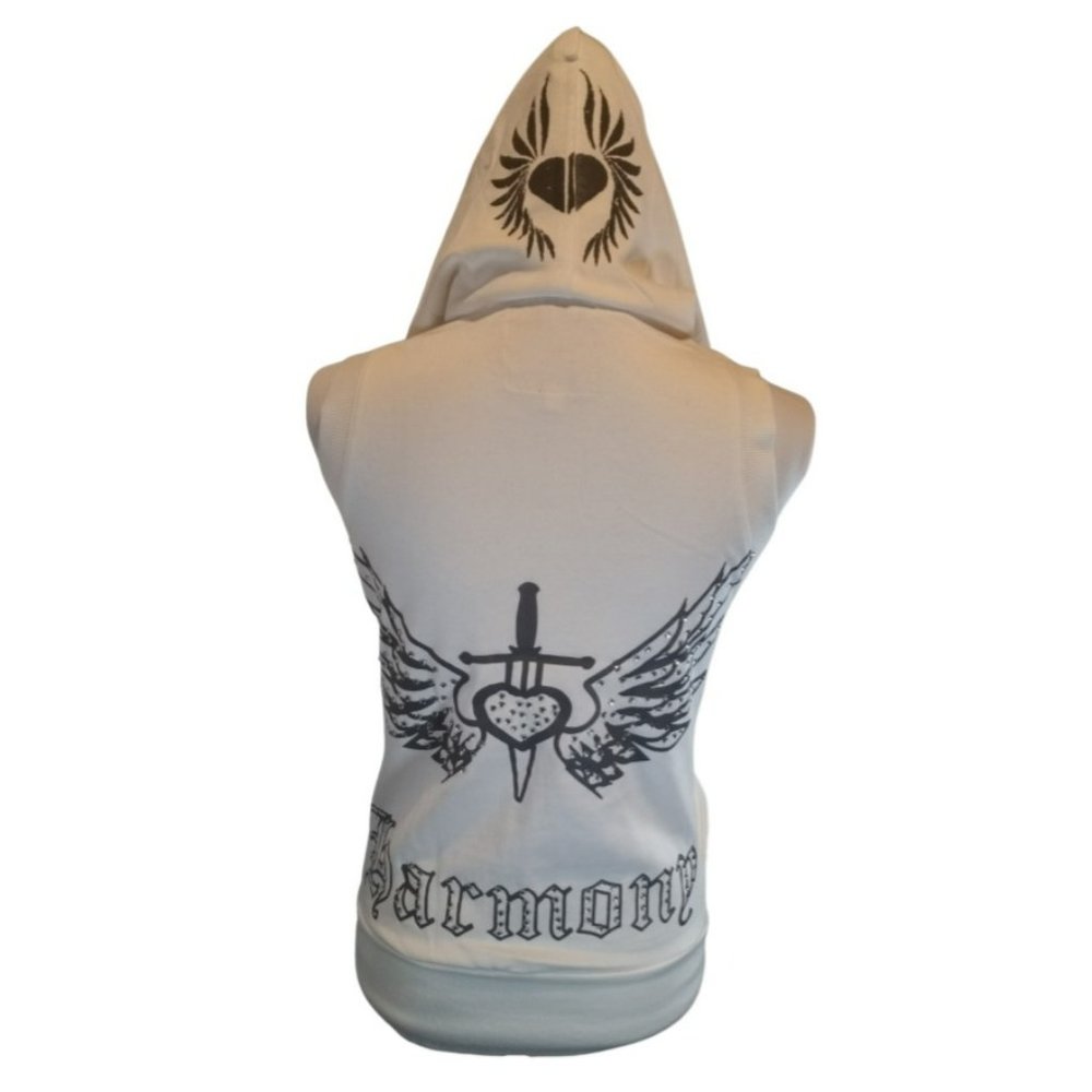 NEW- Love Stitch Off-White/ Cream Sleeveless Hoodie Size Small